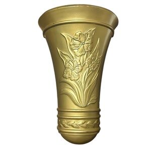 Vintage Homco Gold Floral Accent Wall Vase Pocket